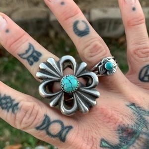 Vintage sterling silver turquoise ring sz 8.5